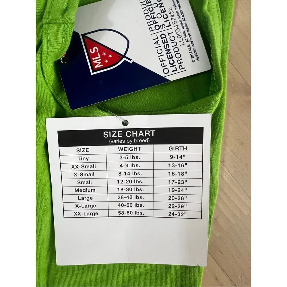 All Star Dogs Green T-Shirt Size L (28-42 Lbs. 20-26”Seattle Sounders FC Soccer